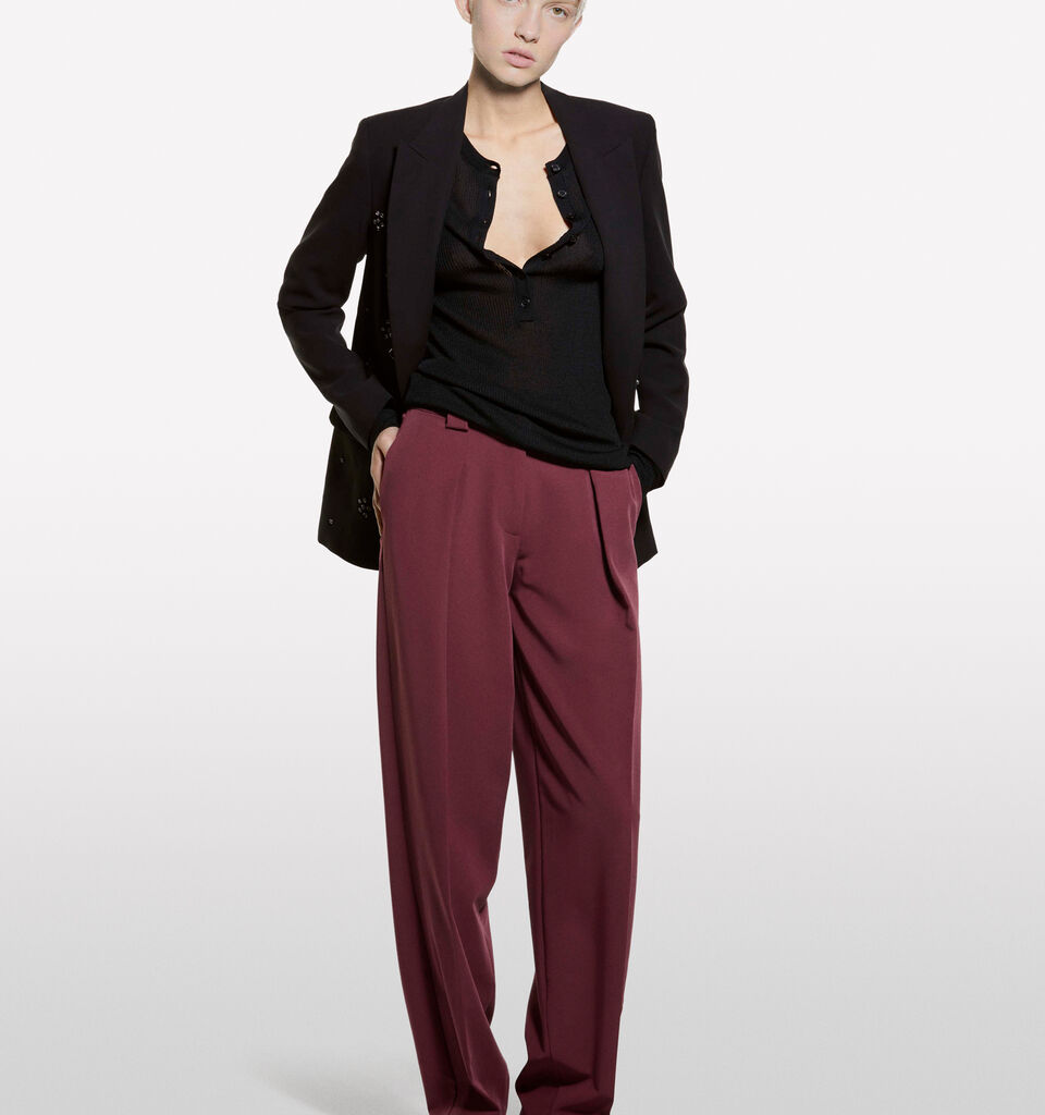 Black Henley top - women's crew neck sweaters - Black | Sisley image number 1